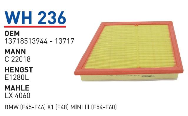 WUNDER WH236 HAVA FİLTRESİ - BMW (F45-F46) X1 (F48) MINI III (F54