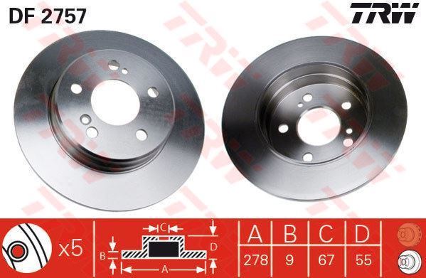 Trw Df2757 Fren Diski Arka Mercedes W124 Düz 278Mm