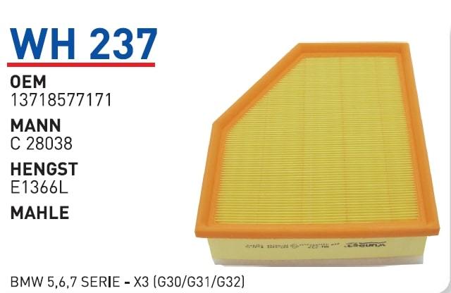 WUNDER WH237 HAVA FİLTRESİ - BMW 5,6,7 SERİE - X3 (G30/G31/G32)