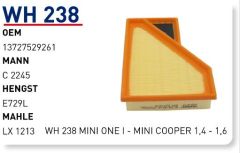 WUNDER WH238 HAVA FİLTRESİ - MINI ONE I - MINI COOPER 1,4 - 1,6