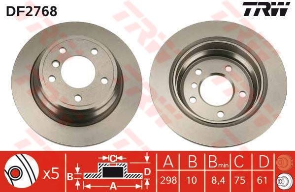 Trw Df2768 Fren Diski Arka Bmw 5 E39 95-03 Düz 298Mm