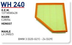 WUNDER WH240 HAVA FİLTRESİ - BMW 3 (G20-G21) - Z4 (G29)