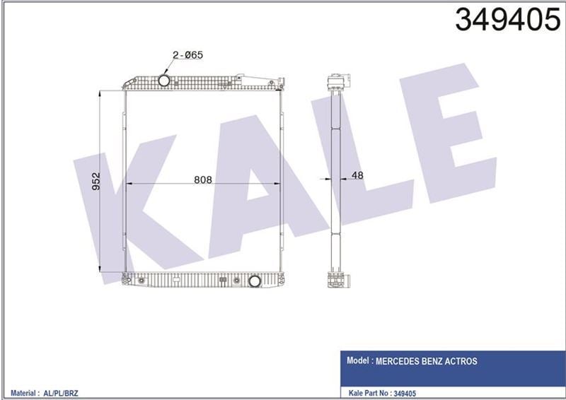 Kale 349405 Radyatör Çerçevesiz 733485 952×808×48