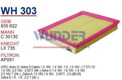 WUNDER WH303 HAVA FİLTRESİ - OPEL ASTRA G - H 1998- ZAFiRA 1999