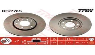 Trw Df2778S Fren Diski Ön Vectra B 1995 Sonrası Calıbra 1990 Sonrası / 900 1993 Sonrası 9-3