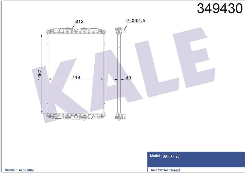 Kale 349430 Radyatör Çerçevesiz Dafxf95 1067×754×40