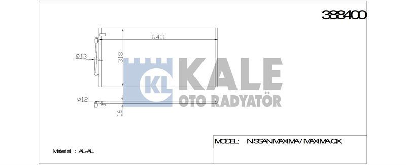 Kale 388400 Klima Radyatörü Maxıma Qx 1994 Sonrası 712X368X16