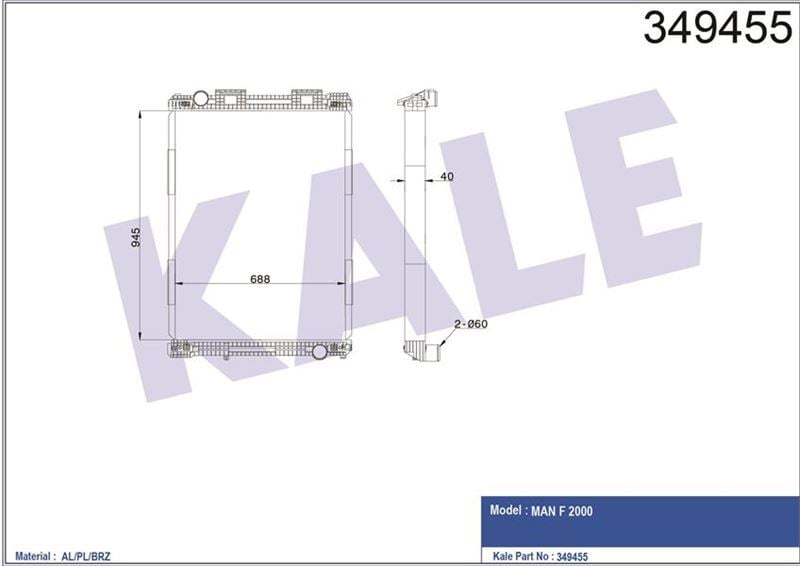 Kale 349455 Radyatör Çerçevesiz Manf2000 945×688×40