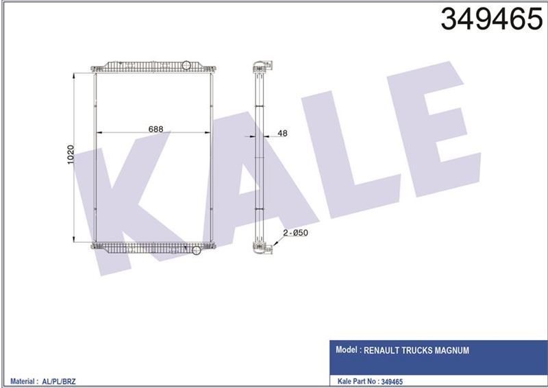 Kale 349465 Radyatör Çerçevesiz Rt Magnum Dxı 1020×688×48