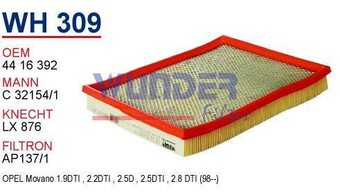 WUNDER WH309 HAVA FİLTRESİ - RENAULT MASTER 2.5 D,2.8 DTI E.M