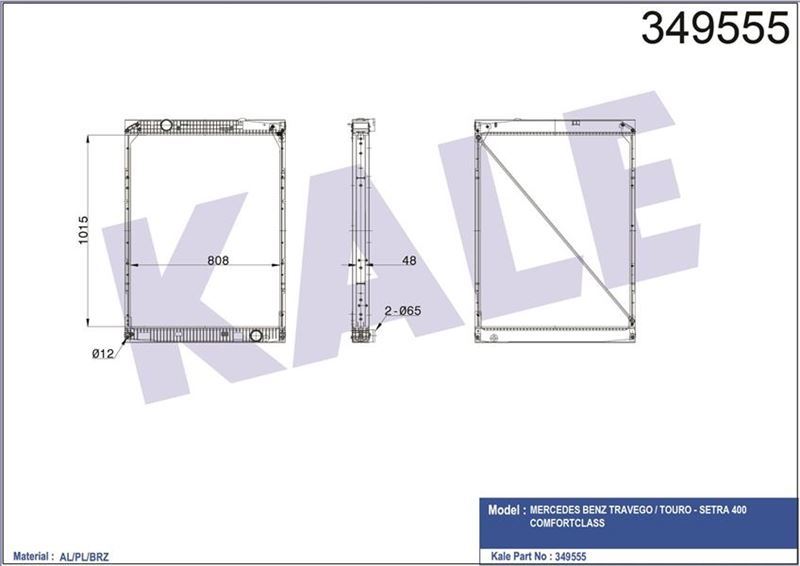 Kale 349555 Radyatör Mercedes Travego 1015×808×48