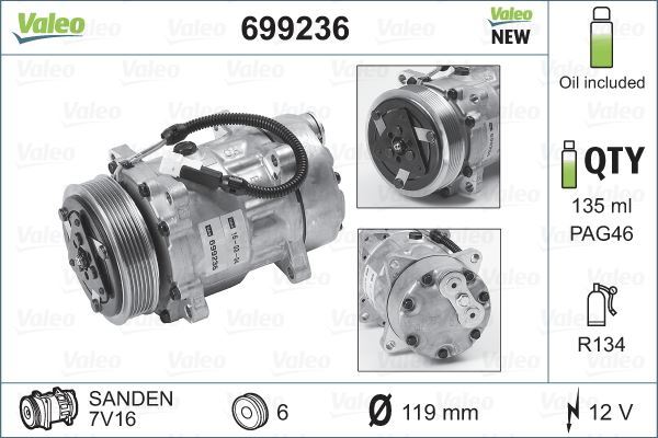 VALEO 699236 KOMPRESOR 206D 306D 406D BERLINGO XSARA PARTNER