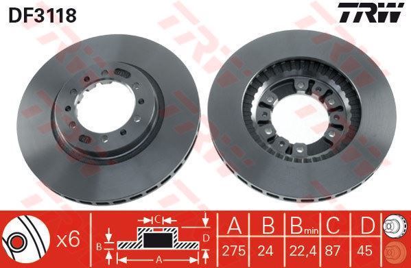 Trw Df3118 Fren Diski Ön L200 4Wd 06-10 Pajero 1991 Sonrası Havalı 276Mm