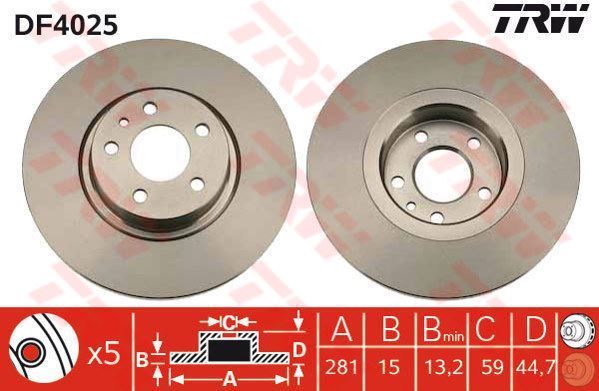 Trw Df4025 Fren Diski Ön 147 01-10 156 1997-2006 Düz 281Mm