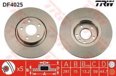 Trw Df4025 Fren Diski Ön 147 01-10 156 1997-2006 Düz 281Mm