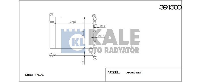 Kale 391500 Klima Radyatörü Pıcanto 1.0 1.1 1.1 Crdı Al Al 437X34