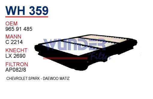 WUNDER WH359 HAVA FİLTRESİ - CHEVROLET SPARK-DAEWOO MATİZ
