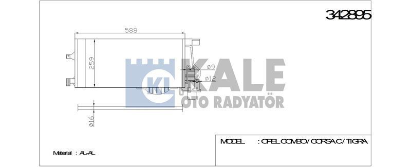 Kale 342895 Klima Radyatörü Corsa C 2004 Sonrası 1.3 Dtı 1.7 Dtı Combo 04-