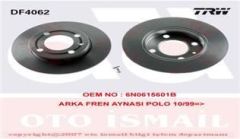 Trw Df4062 Fren Diski Arka Polo Iıı 1999 Sonrası Polo Classıc 1995 Sonrası Lupo 98-