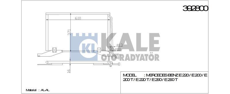 Kale 392800 Klima Radyatörü E 220E 200E 200 Te 220 Te 290E 290 T