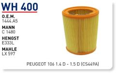 WUNDER WH400 HAVA FİLTRESİ - PEUGEOT 106 1.4 D - 1.5 D (CS449A)
