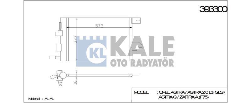 Kale 393300 Klima Radyatörü Astra G 1998 Sonrası Zafıra A 1999 Sonrası 580X378X16