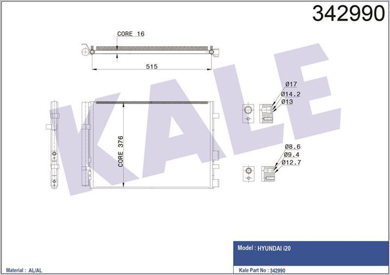 Kale 342990 Klima Radyatörü İ20 Al-Al