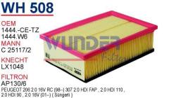 WUNDER WH508 HAVA FİLTRESİ - PEUGEOT 307 1.4 - 1.6 - 2.0 (SÜNGERL