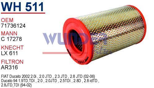 WUNDER WH511 HAVA FİLTRESİ - PEUGEOT BOXER (UZUN)