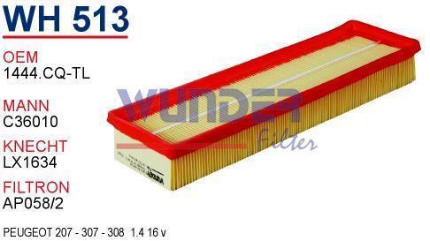WUNDER WH513 HAVA FİLTRESİ - PEUGEOT 207 - 307 - 308 1.4 16 v