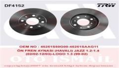 Trw Df4152 Fren Diski Ön Cıty 05-09 Jazz 02-08 Havalı 240Mm