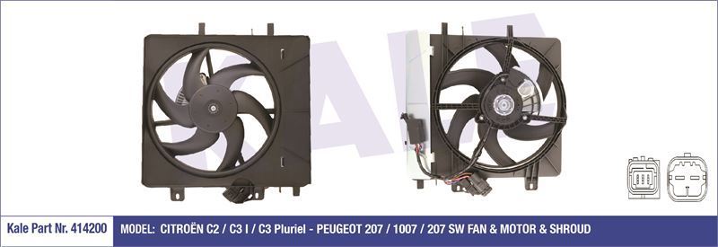 Kale 414200 Fan Motoru 207 1007 / C2 C3 Davlumbazlı 250W-335Mm
