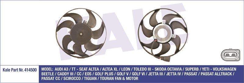 Kale 414500 Fan Motoru Golf V Vı  Plus Jetta Iıı Iv Passat Cc Cad