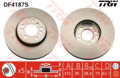 Trw Df4187S Fren Diski Ön 5D 332Mm E53 E83×5 00-
