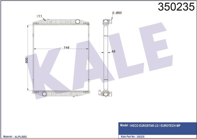 Kale 350235 Radyatör Al/Brz Eurostar Ld-Eurotech Mp Çerçevesiz Mt
