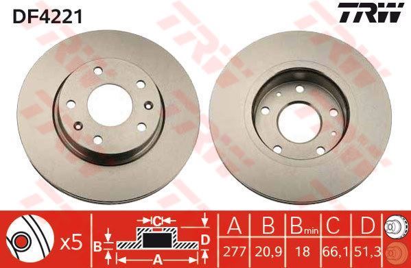 Trw Df4221 Fren Diski Ön Freelander 98-06 Havalı 277Mm