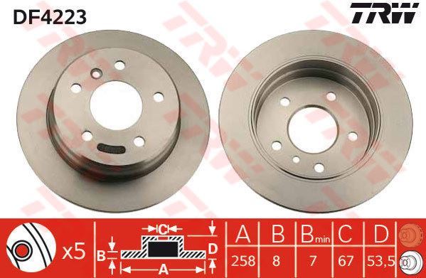 Trw Df4223 Fren Diski Arka 5D 258Mm W168 A Serısı 1999 Sonrası