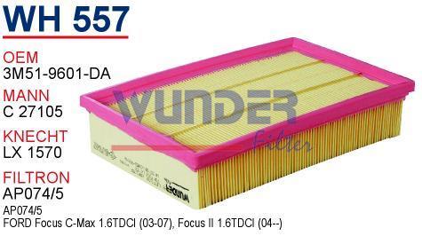 WUNDER WH557 HAVA FİLTRESİ - VOLVO S40 1,6 D 2005-2007