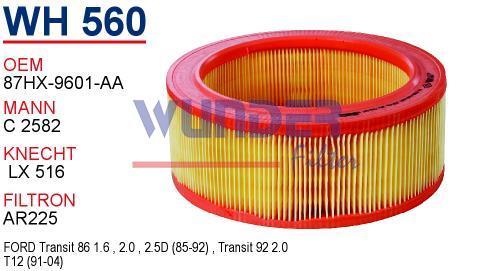 WUNDER WH560 HAVA FİLTRESİ - FORD TRANSiT T-12