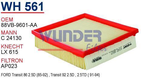 WUNDER WH561 HAVA FİLTRESİ - FORD TRANSİT EUROPA 2.5