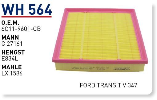 WUNDER WH564 HAVA FİLTRESİ - FORD TRANSiT V 347