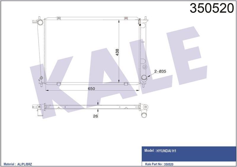Kale 350520 Radyatör Starex 00-04 2.5Td Ac + Klimasız + Mek 650X4