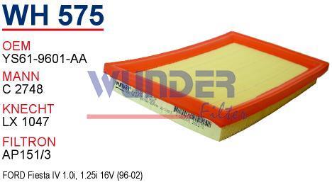 WUNDER WH575 HAVA FİLTRESİ - FORD FiESTA 1,0İ - 1,25İ 16V