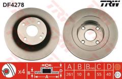Trw Df4278 Fren Diski Arka Mazda 323 Famılıa 98-02  Düz 261Mm