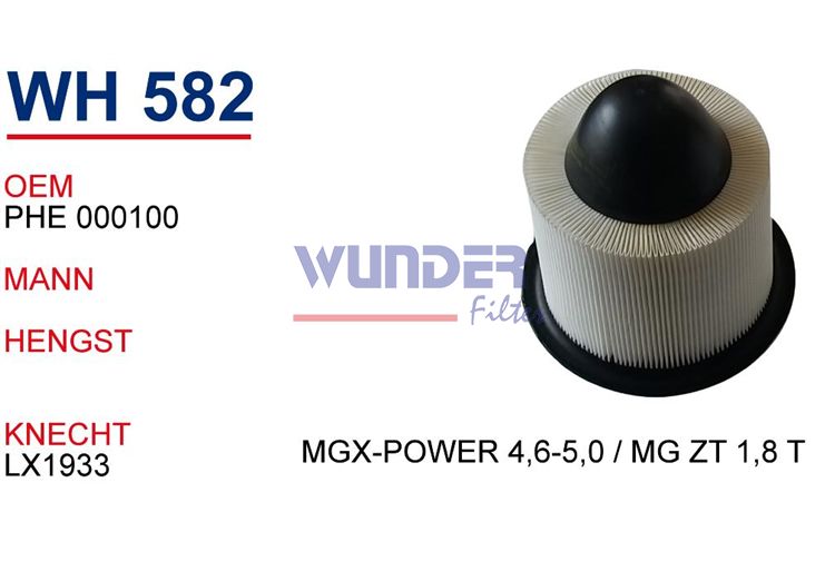 WUNDER WH582 HAVA FİLTRESİ - MGX-POWER 4,6-5,0 / MG ZT 1,8 T