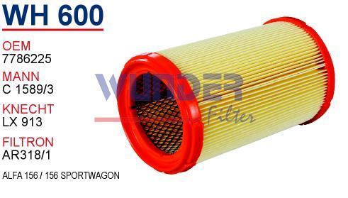 WUNDER WH600 HAVA FİLTRESİ - ALFA 156 / 156 SPORTWAGON