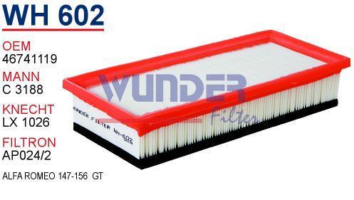 WUNDER WH602 HAVA FİLTRESİ - ALFA ROMEO 147-156 GT