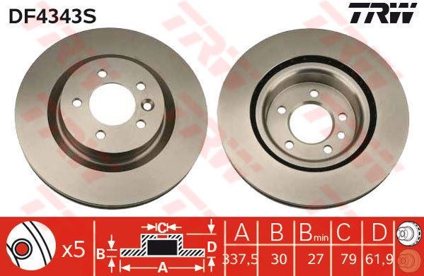 Trw Df4343S Fren Diski Ön 5D 337Mm Dıscovery Range Rover Sport 05