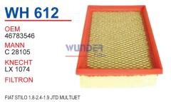 WUNDER WH612 HAVA FİLTRESİ - FİAT STİLO 1,8-2,4-1,9 JTD MULTİJET