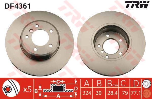 Trw Df4361 Fren Diski Ön Bmw 5 E60 E61 Bmw 6 E63 Havalı 324Mm